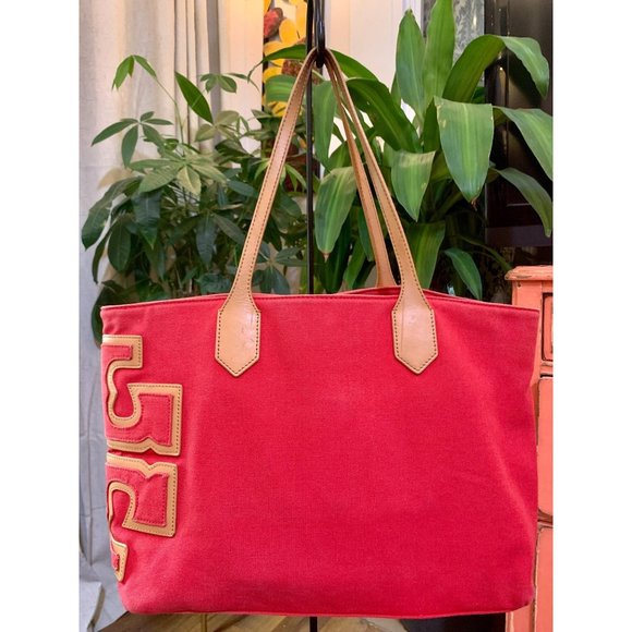Tory Burch Handbags - ♦️TORY BURCH RED CANVAS TOTE ♦️